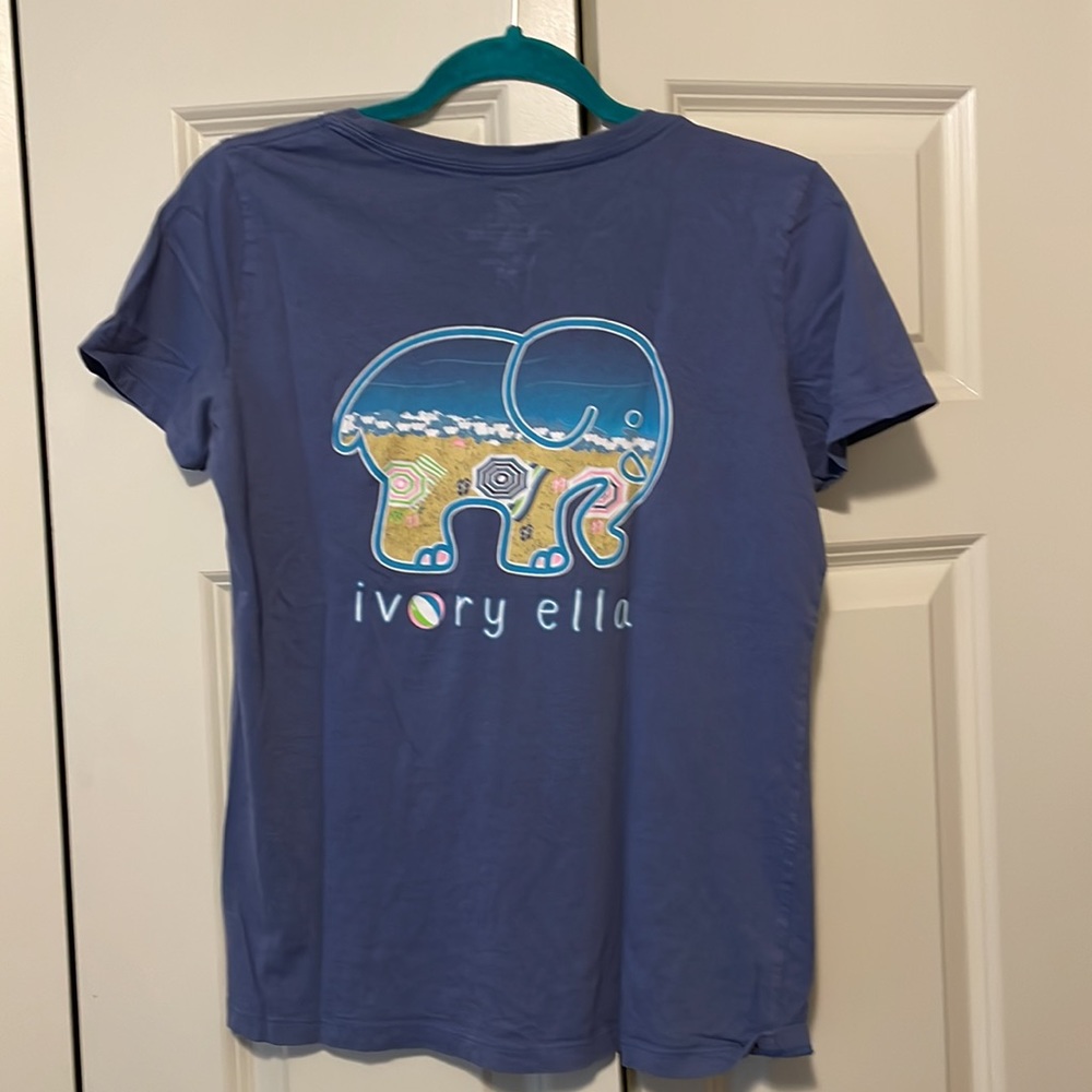 Womens size medium blue ivory Ella short sleeved top